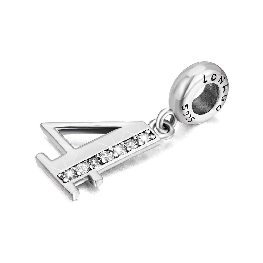 Sterling Silver Circular Shaped Cubic Zirconia Roman Numerals Dangle Charm-2