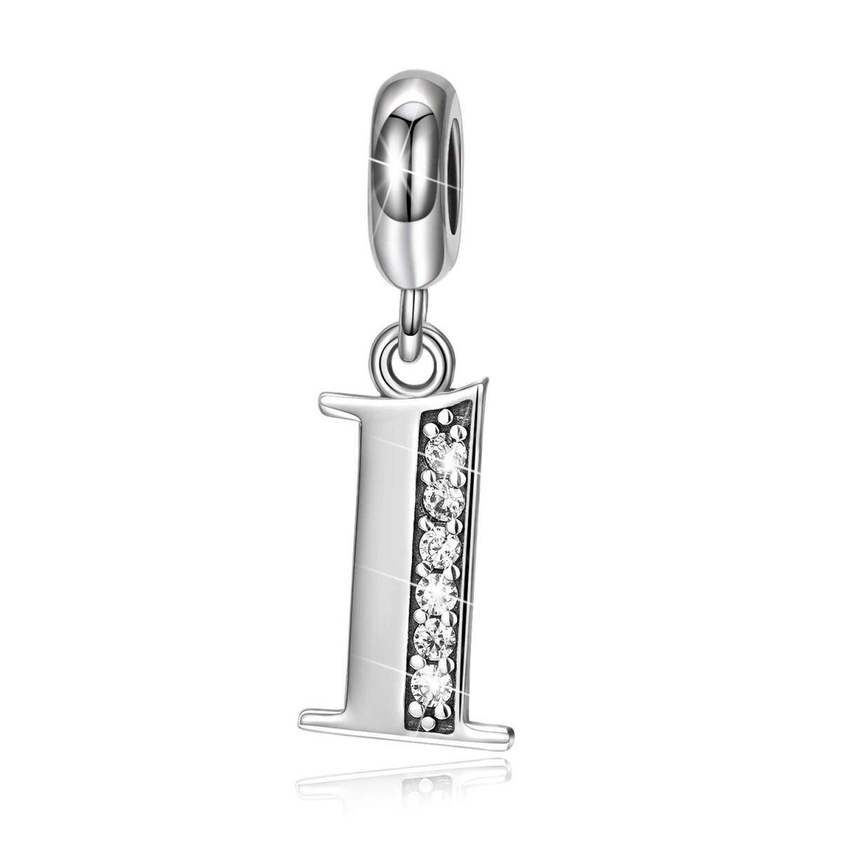 Sterling Silber kreisförmig geformt Cubic Zirkonia römische Ziffern baumeln Charme-1