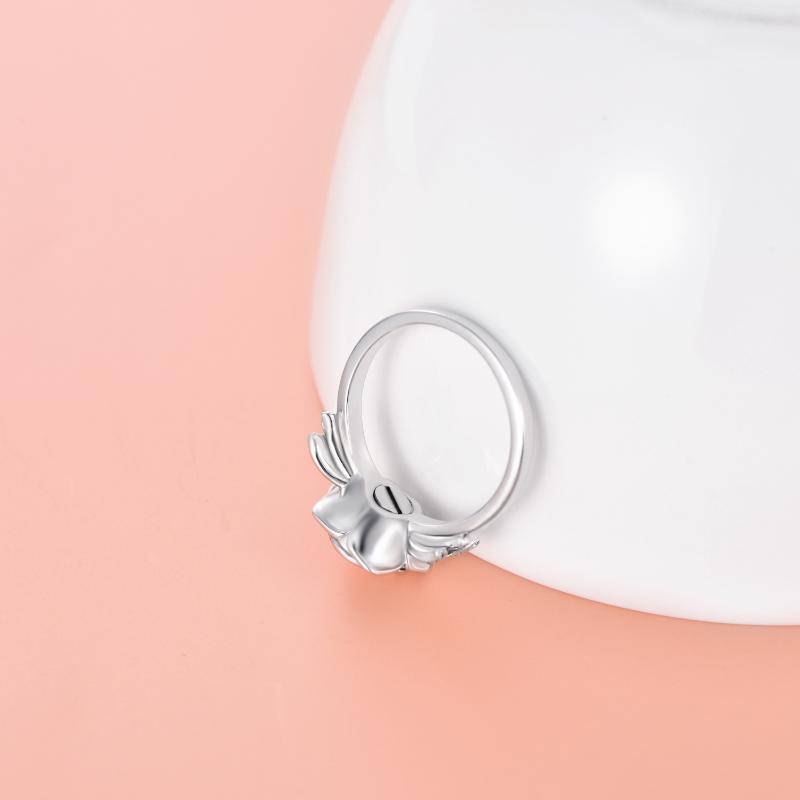 Sterling Silver Round Shaped Cubic Zirconia Rose Urn Ring-3