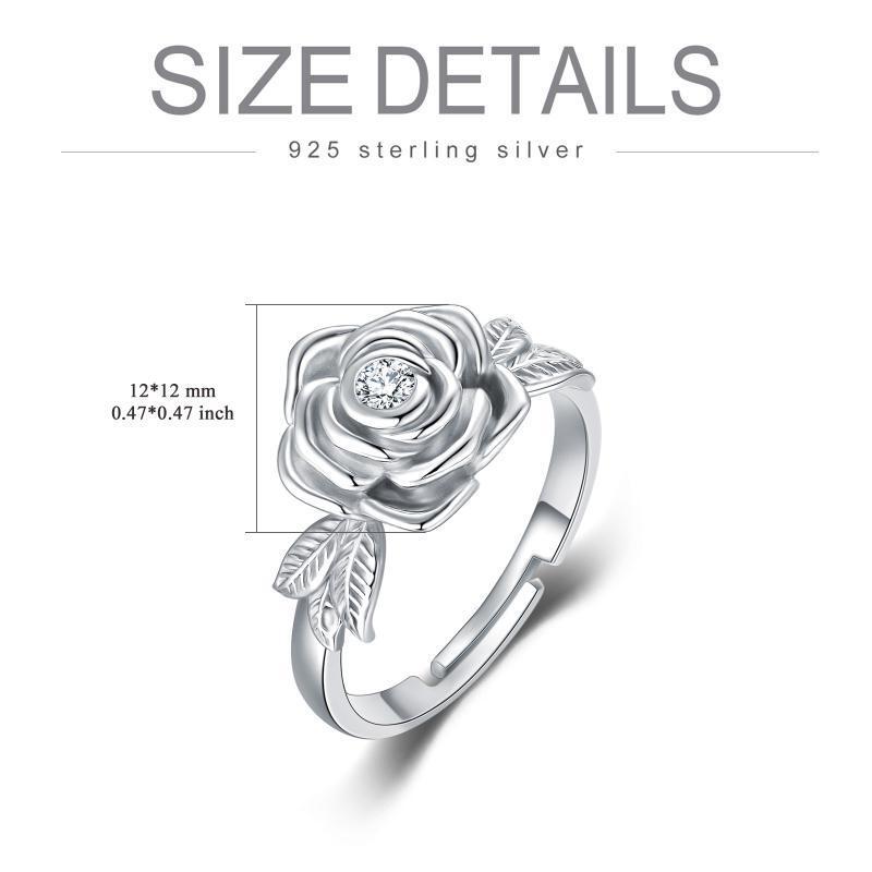 Sterling Silver Round Shaped Cubic Zirconia Rose Urn Ring-4