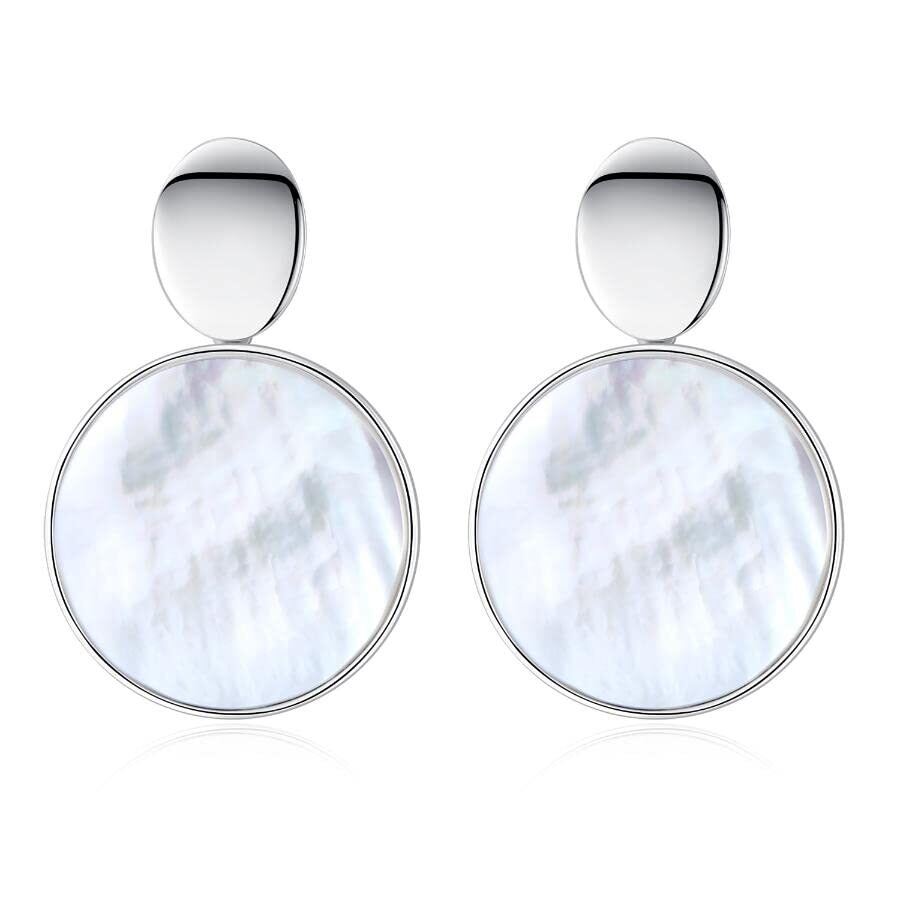 Sterling Silver Circular Shaped Round Drop Earrings-1