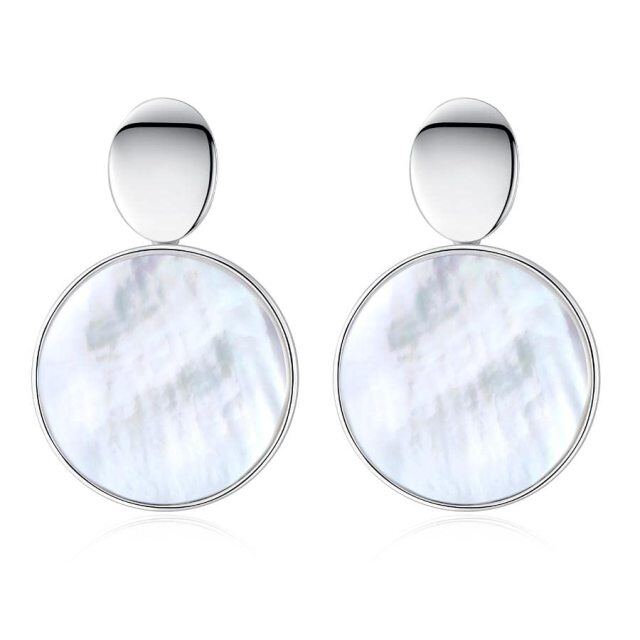 Boucles d'oreilles pendantes en argent sterling de forme circulaire-1