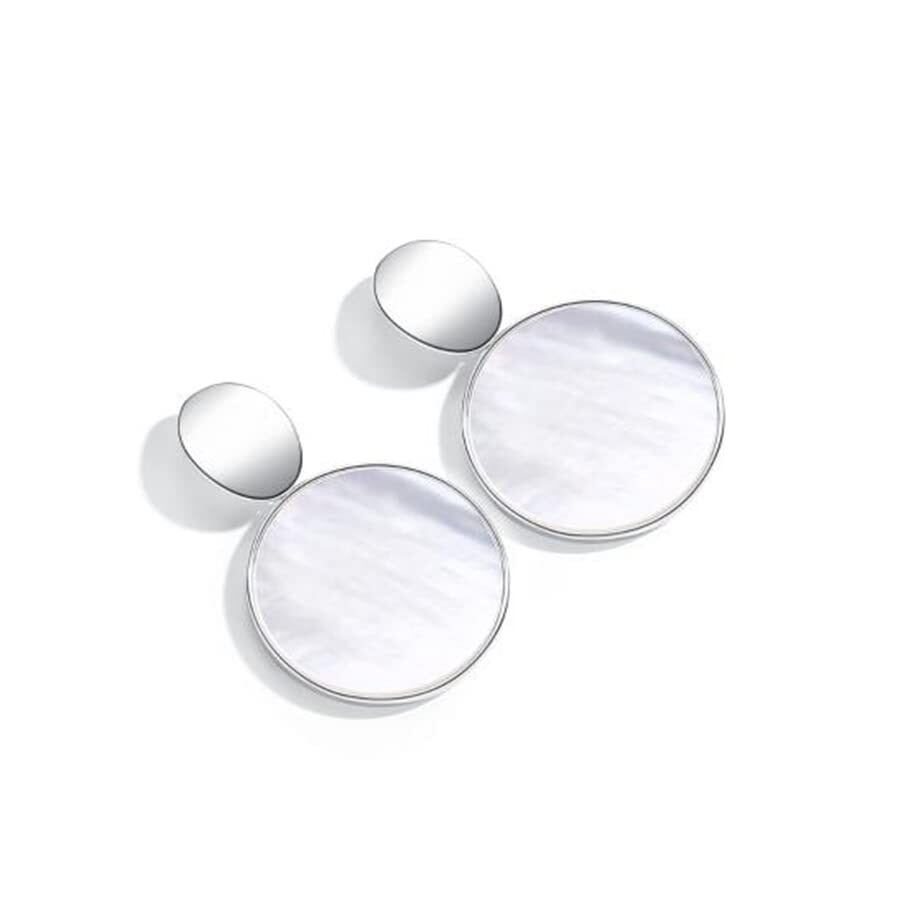 Boucles d'oreilles pendantes en argent sterling de forme circulaire-2