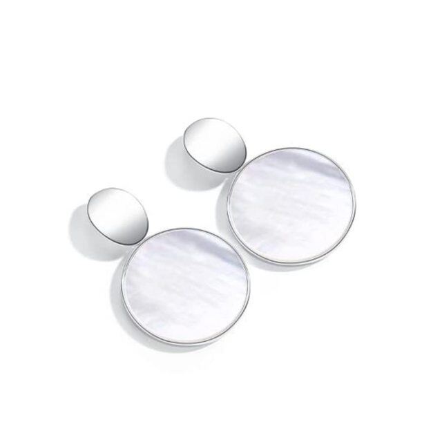 Sterling Silver Circular Shaped Round Drop Earrings-2