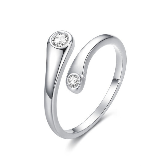 Bague ouverte en argent sterling avec zircon cubique de forme circulaire