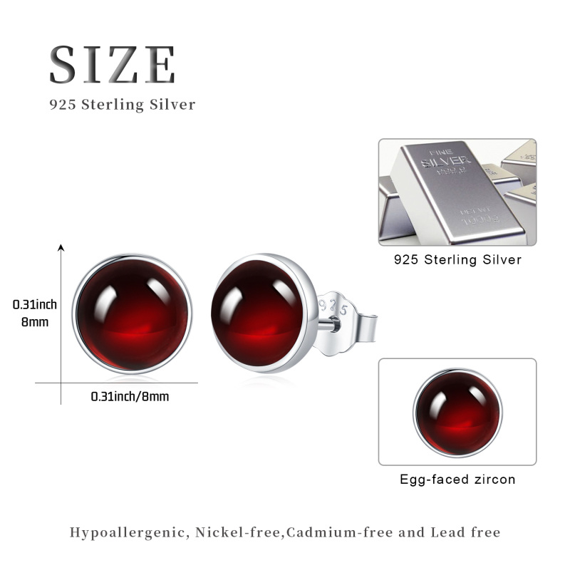 Boucles d'oreilles à tige rondes en argent sterling avec zircone cubique de forme circulaire-5