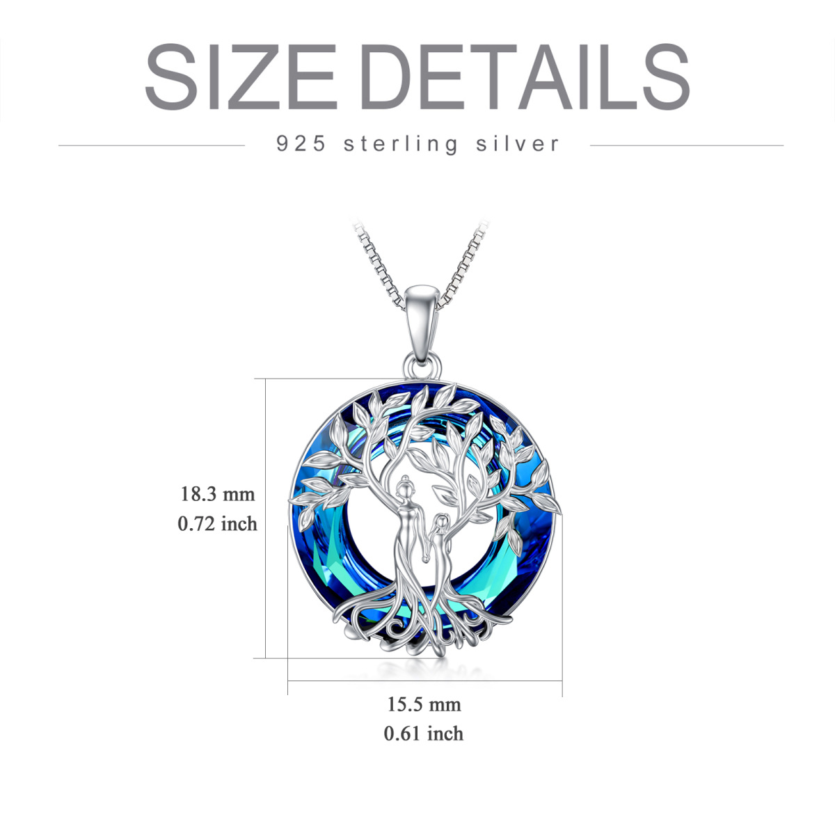 Collier en argent sterling avec pendentif Sisters Tree Of Life en cristal de forme circulaire-5