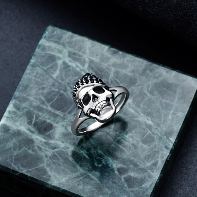 Sterling Silver Circular Shaped Skull Ring-6