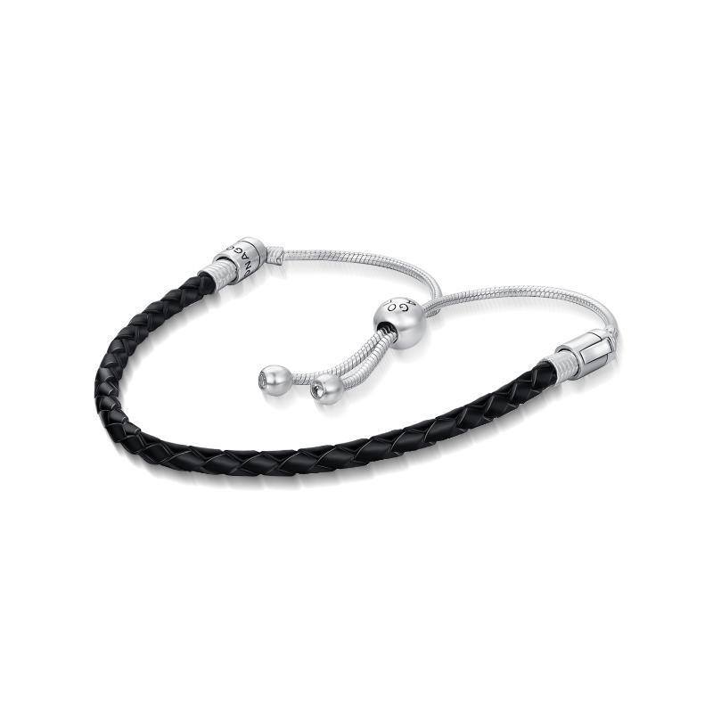 Pulsera de plata de ley con forma circular y cadena de serpiente-1