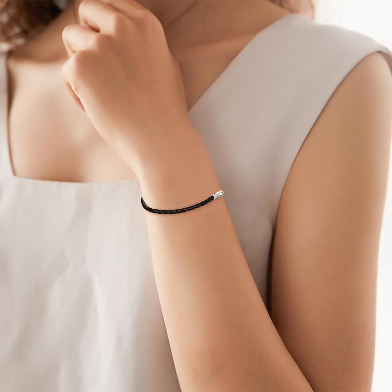 Pulseira de prata esterlina com corrente de cobra em forma circular-2