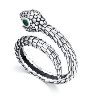 Sterling Silver Circular Shaped Cubic Zirconia Snake Open Ring-25