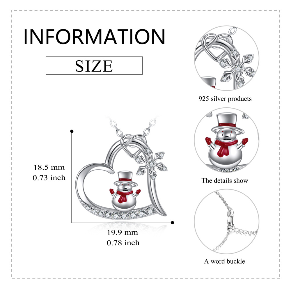 Collar colgante de plata de ley con forma circular y circonitas cúbicas Copo de nieve y mu-5