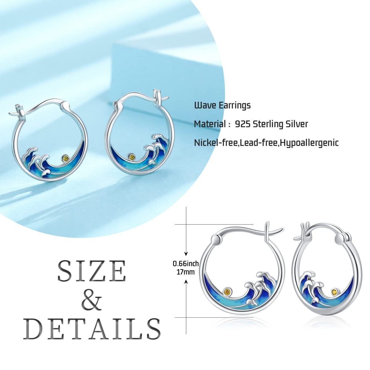 Sterling Silber kreisförmig Cubic Zirkonia Spray Hoop Ohrringe-7