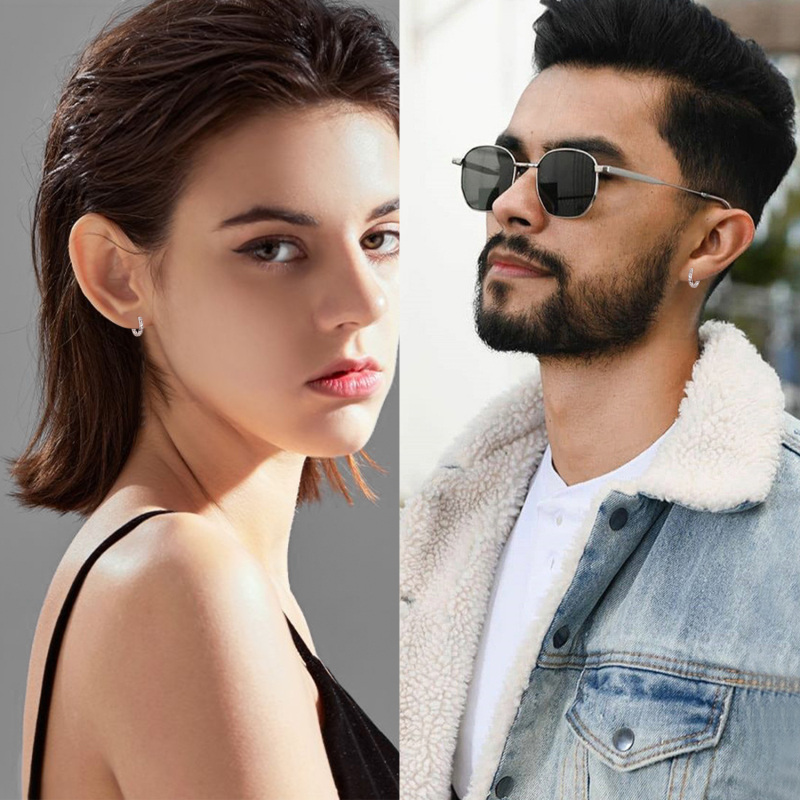 Sterling Silver Circular Shaped Cubic Zirconia Spray Hoop Earrings-2