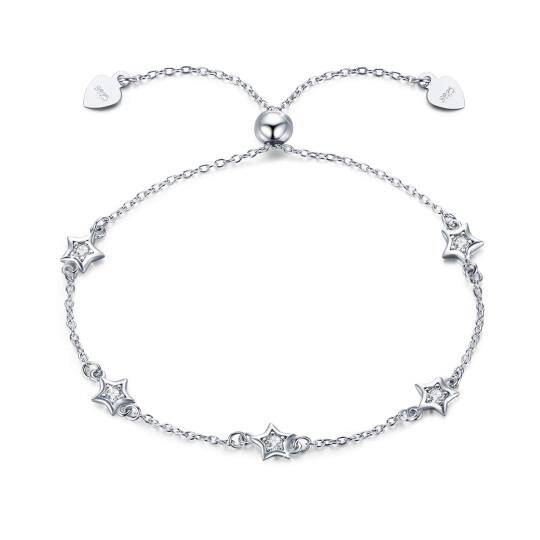 Bracciale con ciondolo a stella in argento sterling a forma di cerchio con zirconi cubici