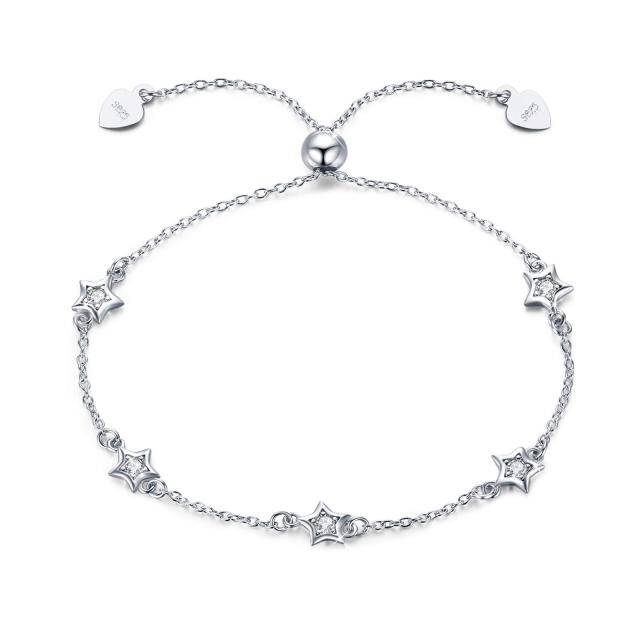 Pulsera de plata de ley con forma circular y estrella de circonita-1