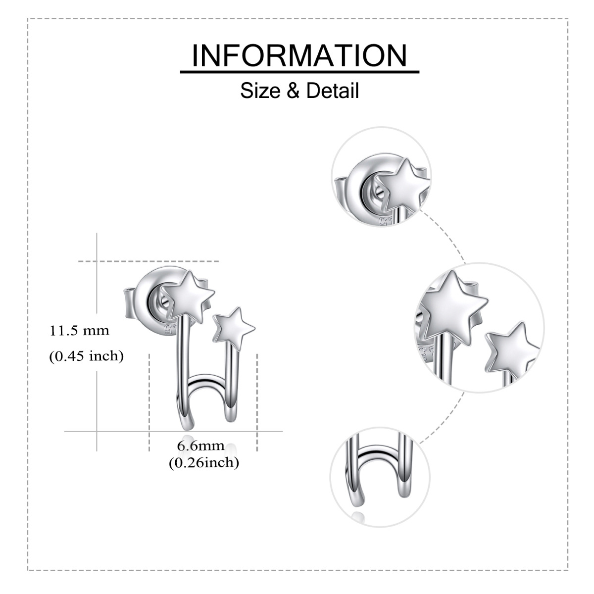 Sterling Silber kreisförmiger Stern-Ohrstecker-5