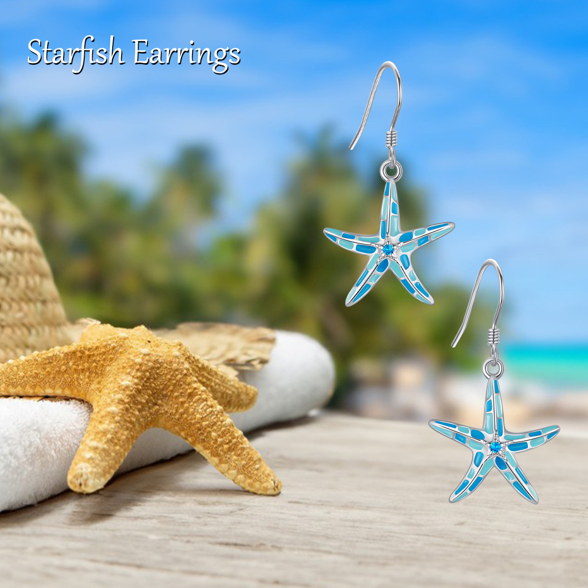 Starfish Stud Earrings Sterling Silver with Cubic Zirconia Center Antique Finish Starfish Stud Earrings Sterling Silver with Cubic Zirconia Center Antique Finish