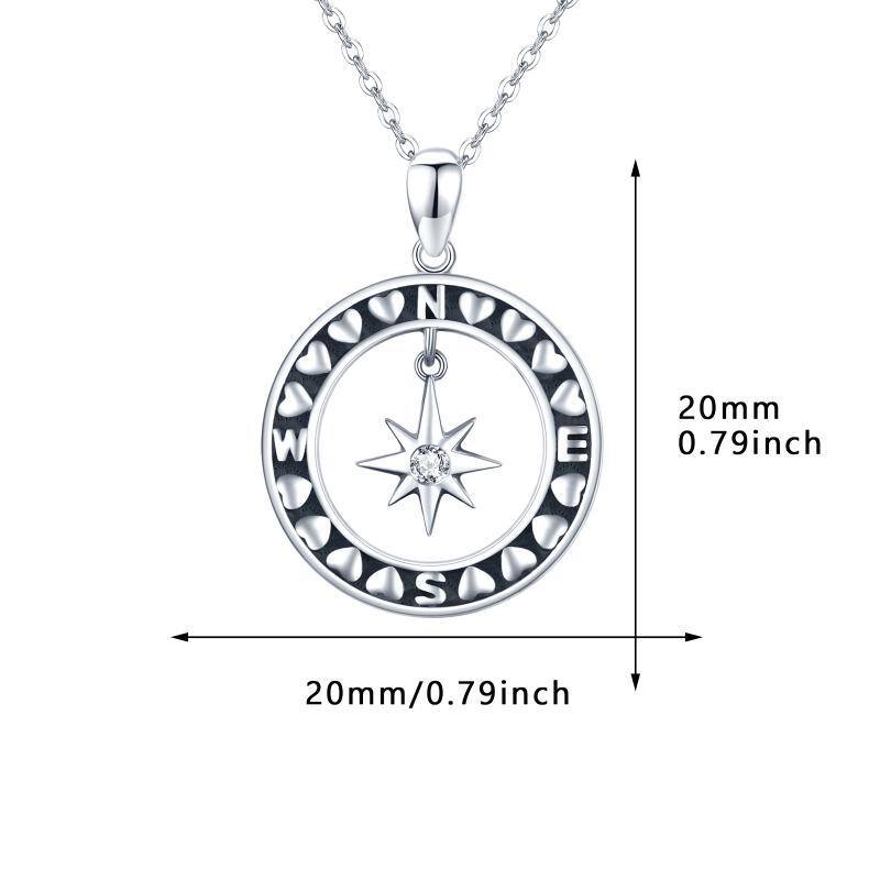 Sterlingsilber-Halskette mit kreisförmigem Zirkonia-Stern-Anhänger und Anfangsbuchstaben für Unisex-7