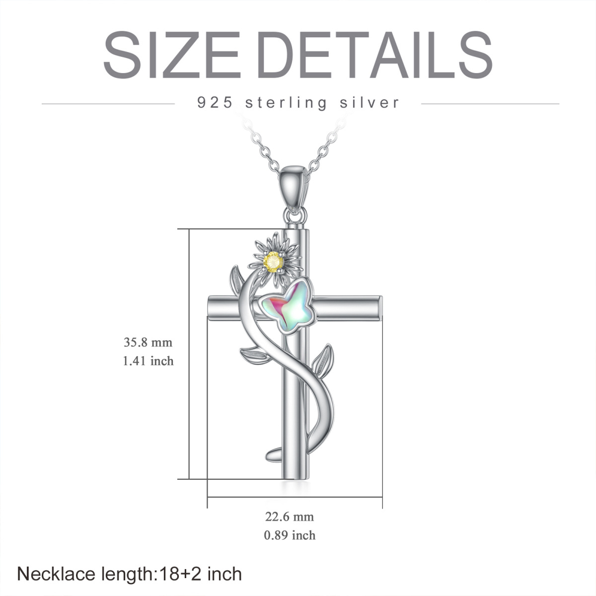 Sterling zilveren cirkelvormige cubic zirconia zonnebloem en kruis Urn ketting voor as-6