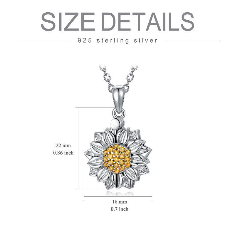 Collar portafotos personalizado con forma de girasol en plata de ley-4