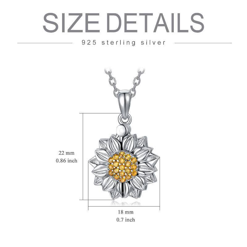 Sterling Silver Circular Shaped Sunflower Personalized Photo Locket Necklace-4