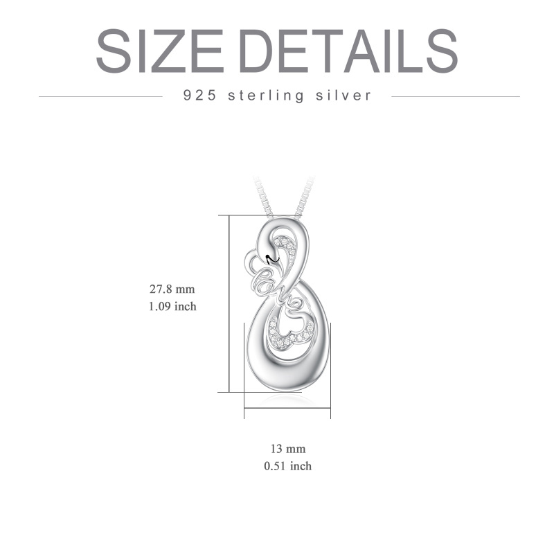 Sterling Silver Circular Shaped Cubic Zirconia Swan Urn Necklace for Ashes with Engraved Word-6