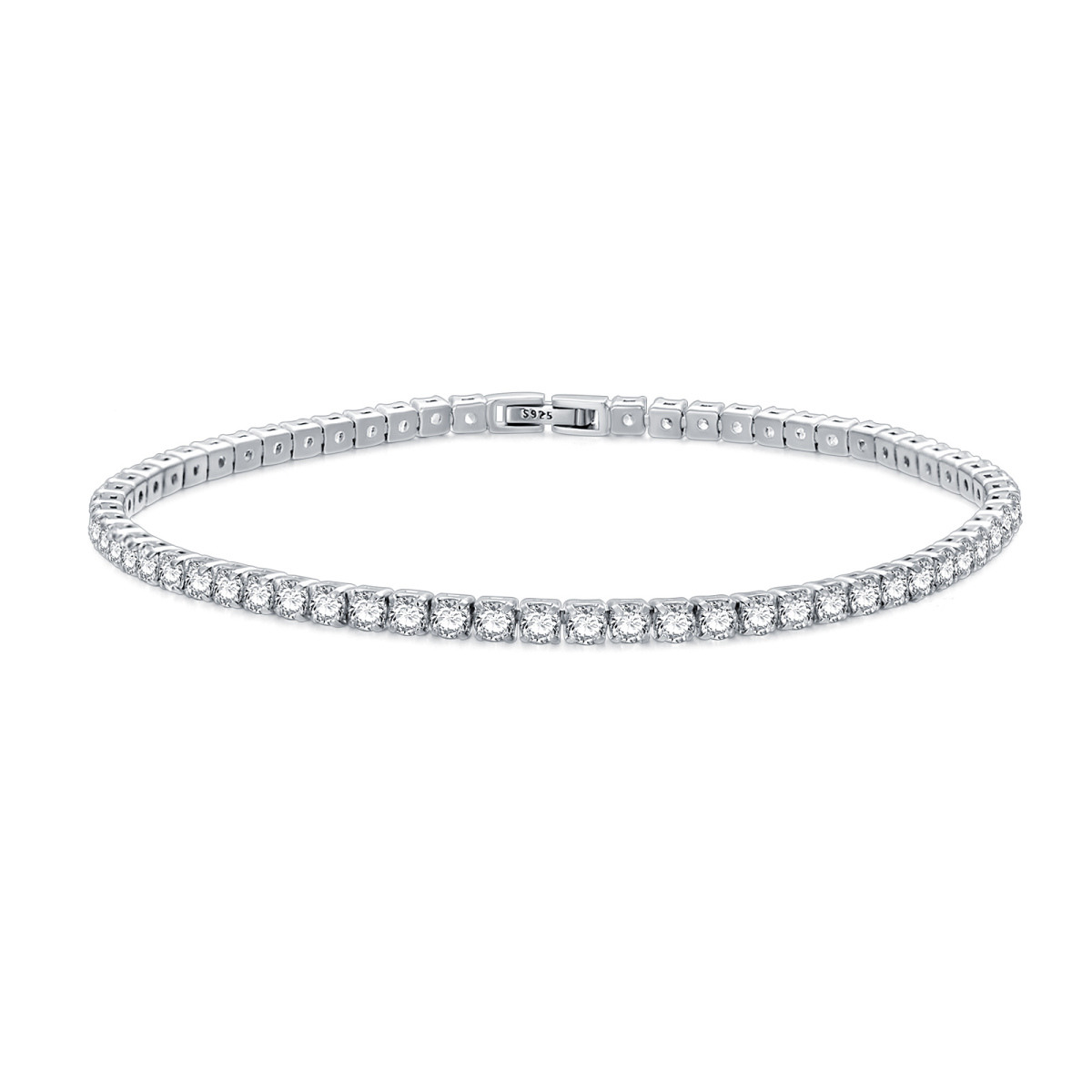 Sterling Silber kreisförmig Cubic Zirkonia Tennis Kette Armband-1