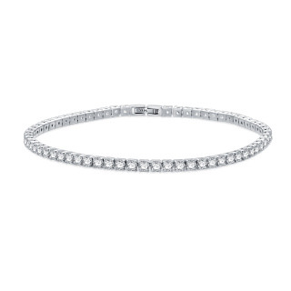 Sterling Silver Circular Shaped Cubic Zirconia Tennis Chain Bracelet-2