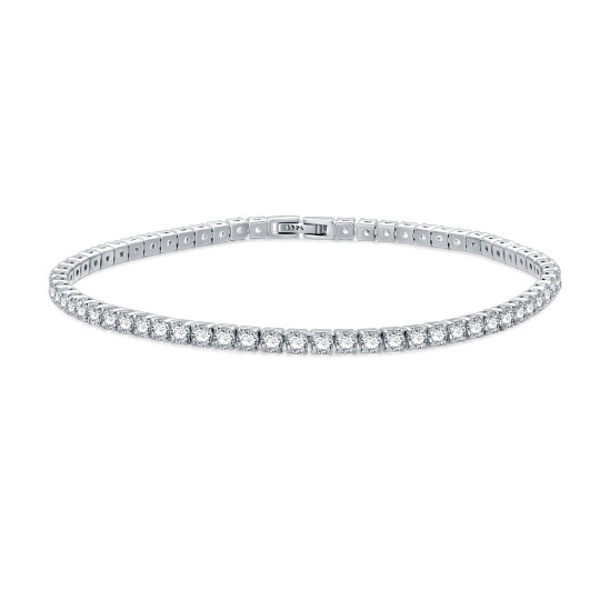 Sterling Silber kreisförmig Cubic Zirkonia Tennis Kette Armband