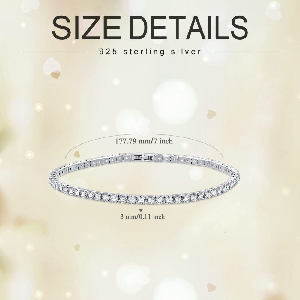 Bracciale tennis in argento sterling con zirconi cubici a forma circolare-6