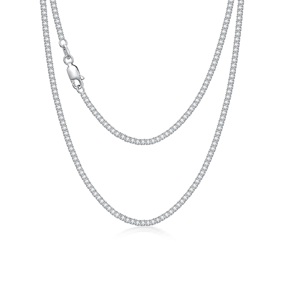 Collana con catena da tennis in argento sterling a forma di cerchio con zirconi cubici-1