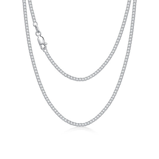 Sterling zilveren cirkelvormige cubic zirkonia tennis ketting ketting