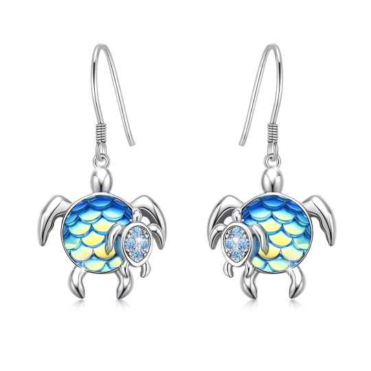 Pendants d'oreilles en argent sterling avec zircon cubique en forme de tortue