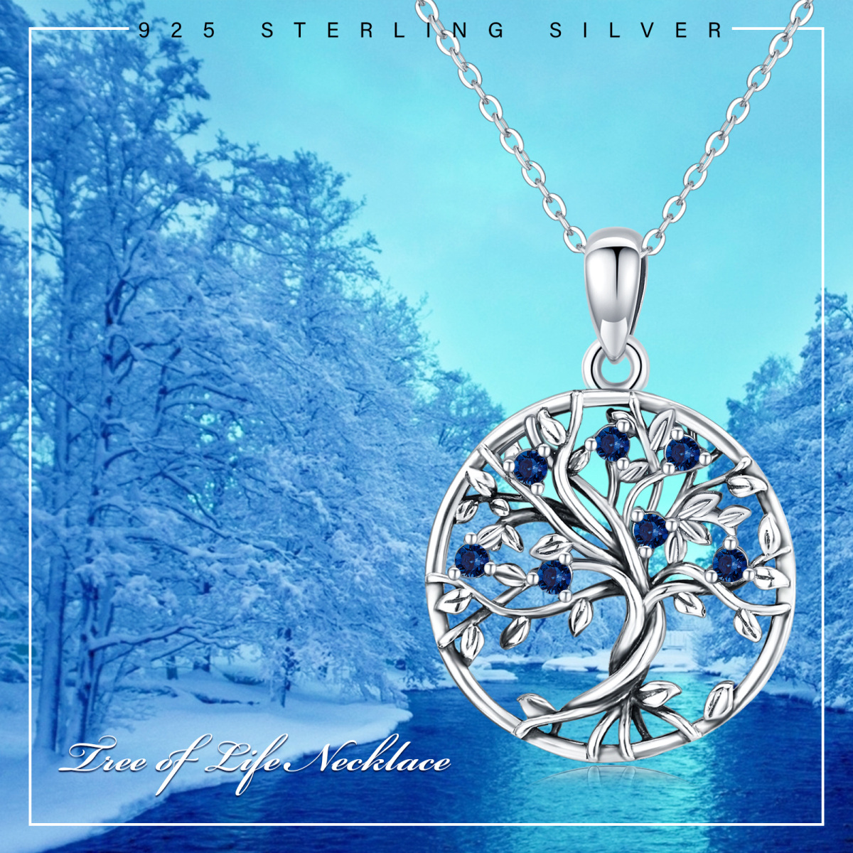 Collier en argent sterling avec chaîne en forme d'arbre de vie en zircon cubique et en for-6