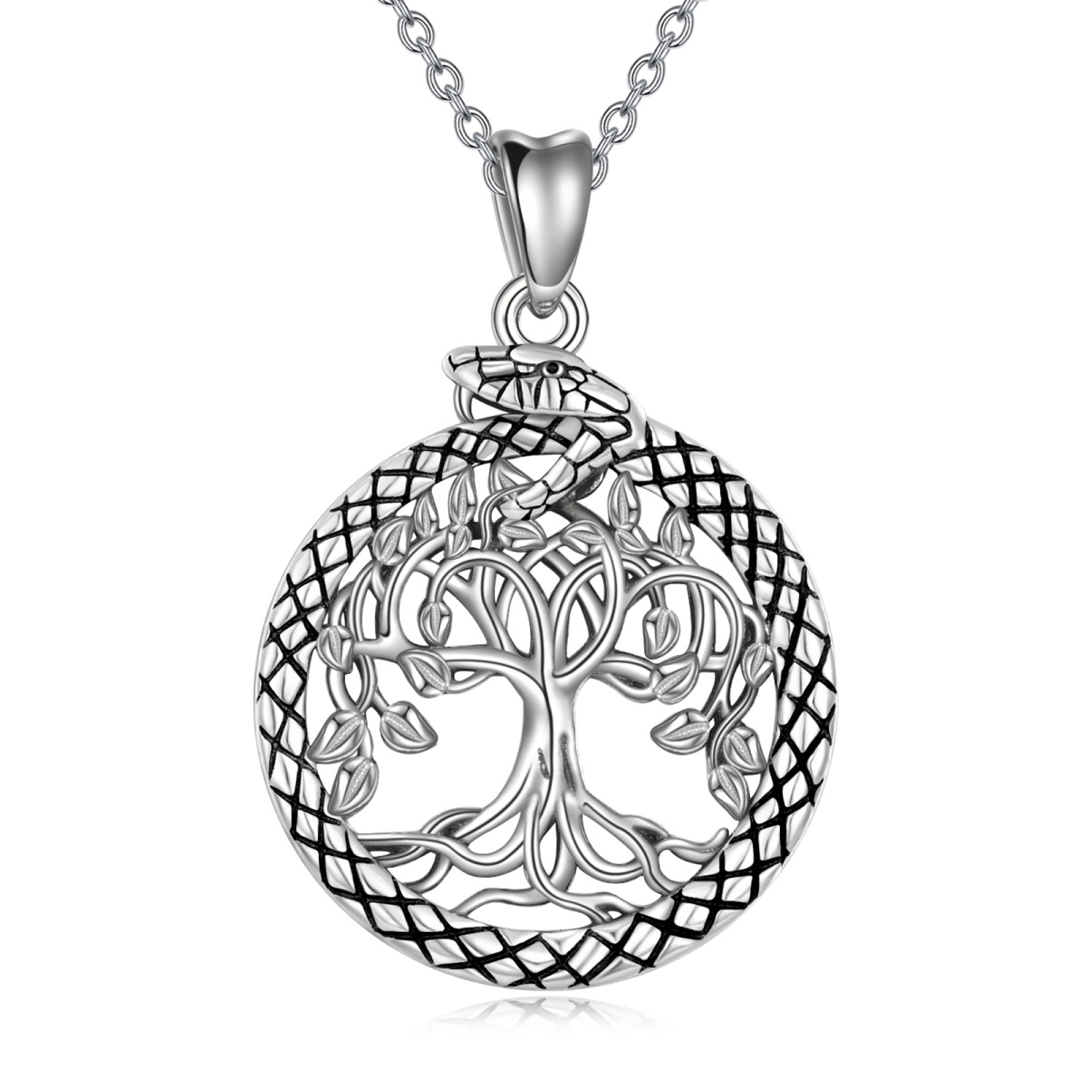 Collier en argent sterling avec pendentif en forme d'arbre de vie circulaire-1