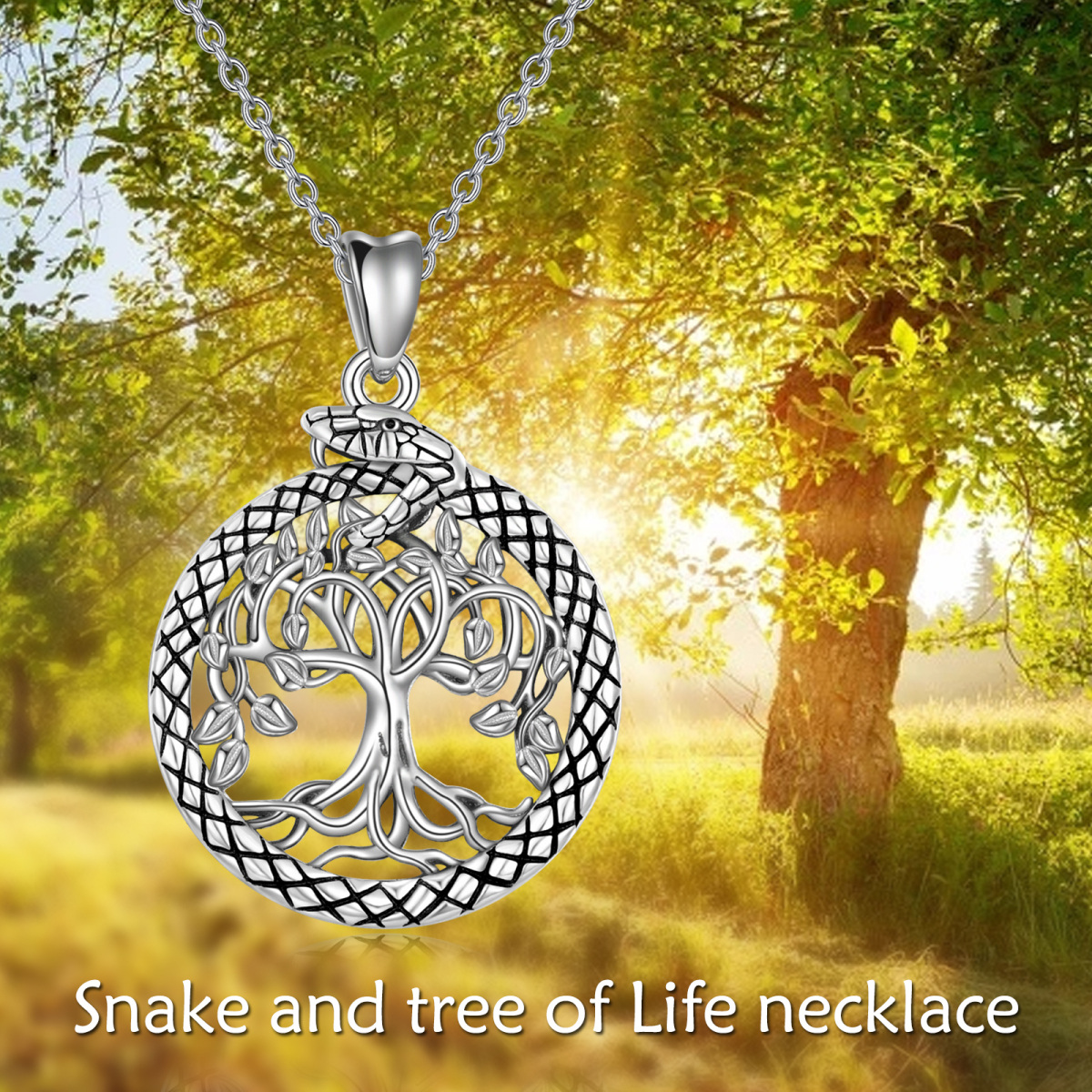 Sterling Silver Circular Shaped Tree Of Life Pendant Necklace-6