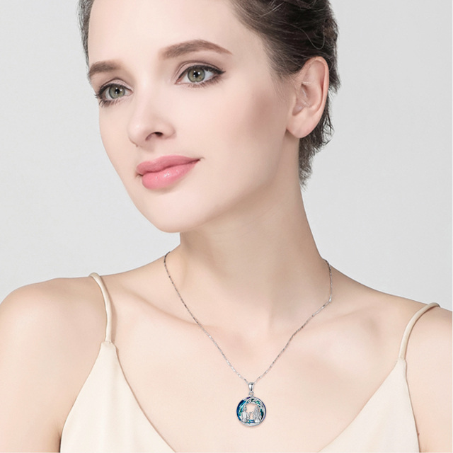 Collier avec pendentif en cristal en forme d'arbre de vie circulaire en argent sterling-2