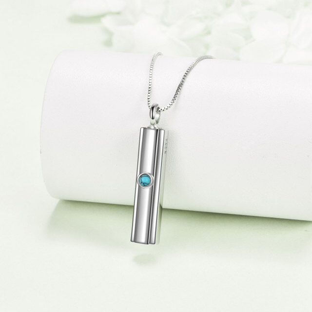 Collier Urne en Argent Sterling avec Barre de Turquoise Ronde-3