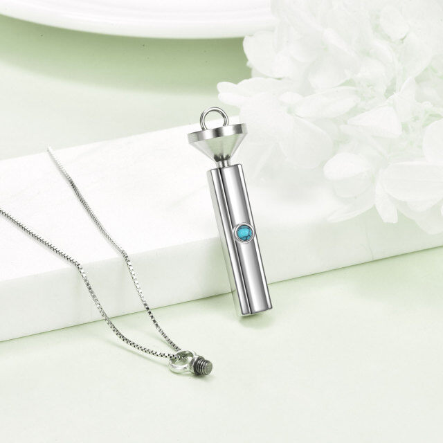 Collier Urne en Argent Sterling avec Barre de Turquoise Ronde-4