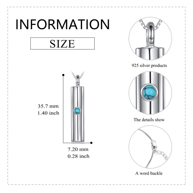 Srebrny naszyjnik z turkusową urną na prochy w kształcie koła-5