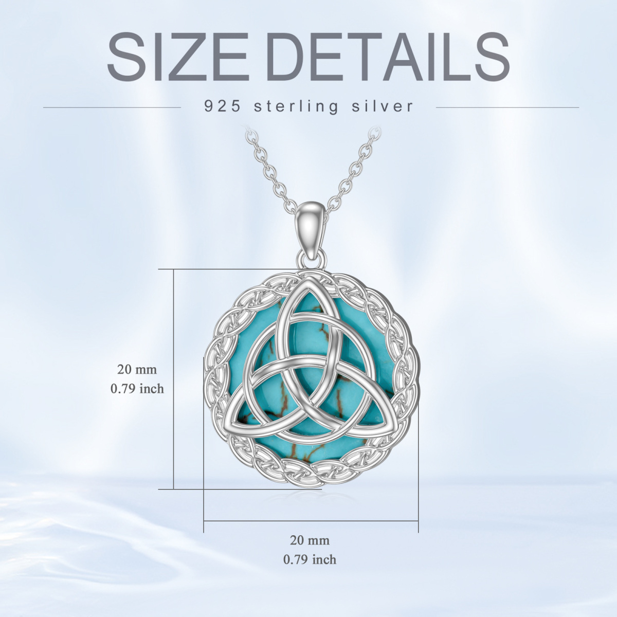 Collier en argent sterling avec pendentif nœud celtique en turquoise de forme circulaire-6