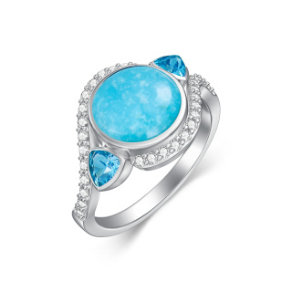 Sterling Silver Circular Shaped Turquoise Ring-52