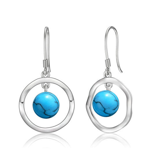 Pendants d'oreilles en argent sterling avec turquoise de forme circulaire