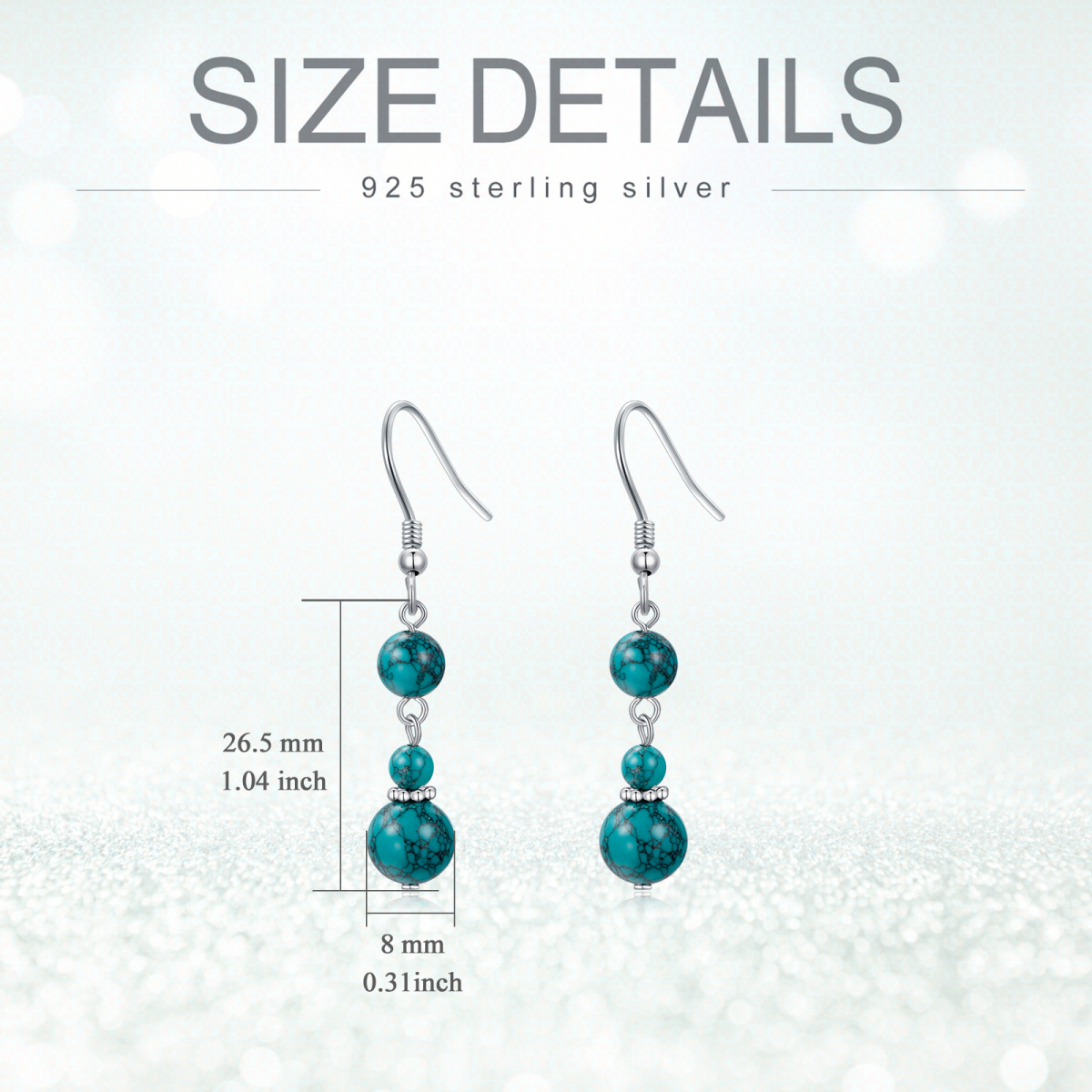 Pendants d'oreilles en argent sterling avec turquoise de forme circulaire-6