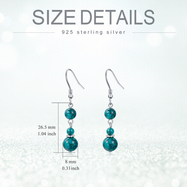 Sterling Silver Circular Shaped Turquoise Drop Earrings-6