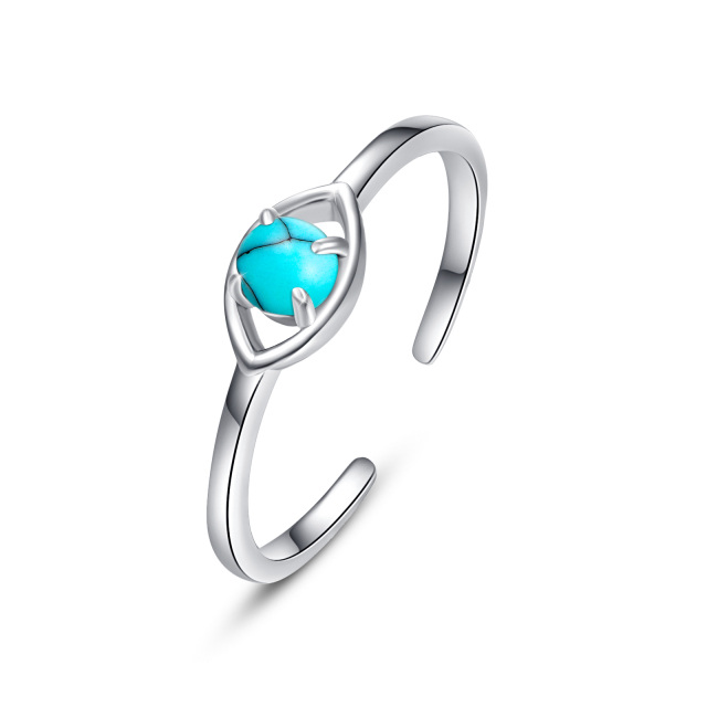 Sterling Silver Circular Shaped Turquoise Evil Eye Open Ring-1