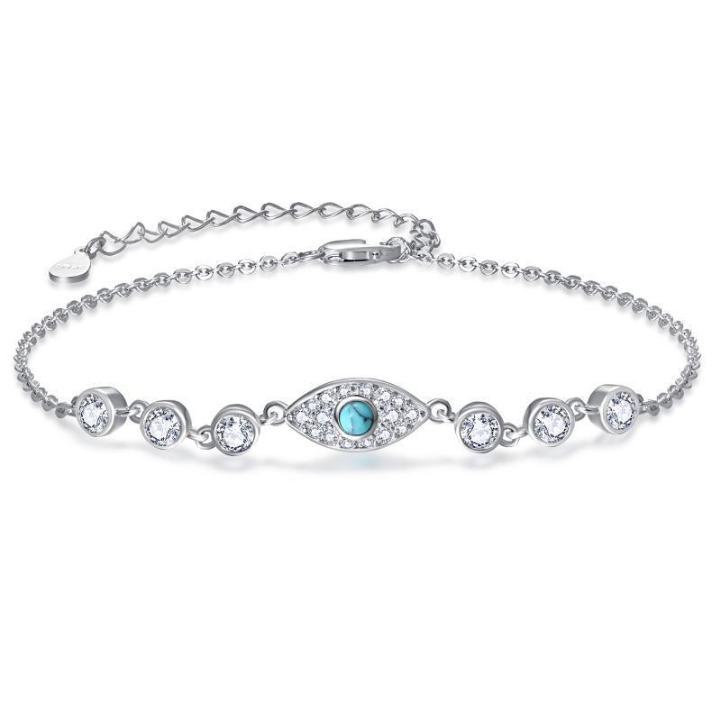 Pulseira Evil Eye em prata esterlina 925 com banho de ouro branco como presente-1