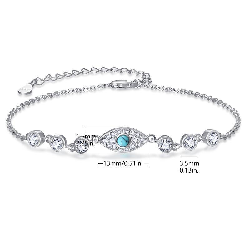 Pulseira Evil Eye em prata esterlina 925 com banho de ouro branco como presente-4