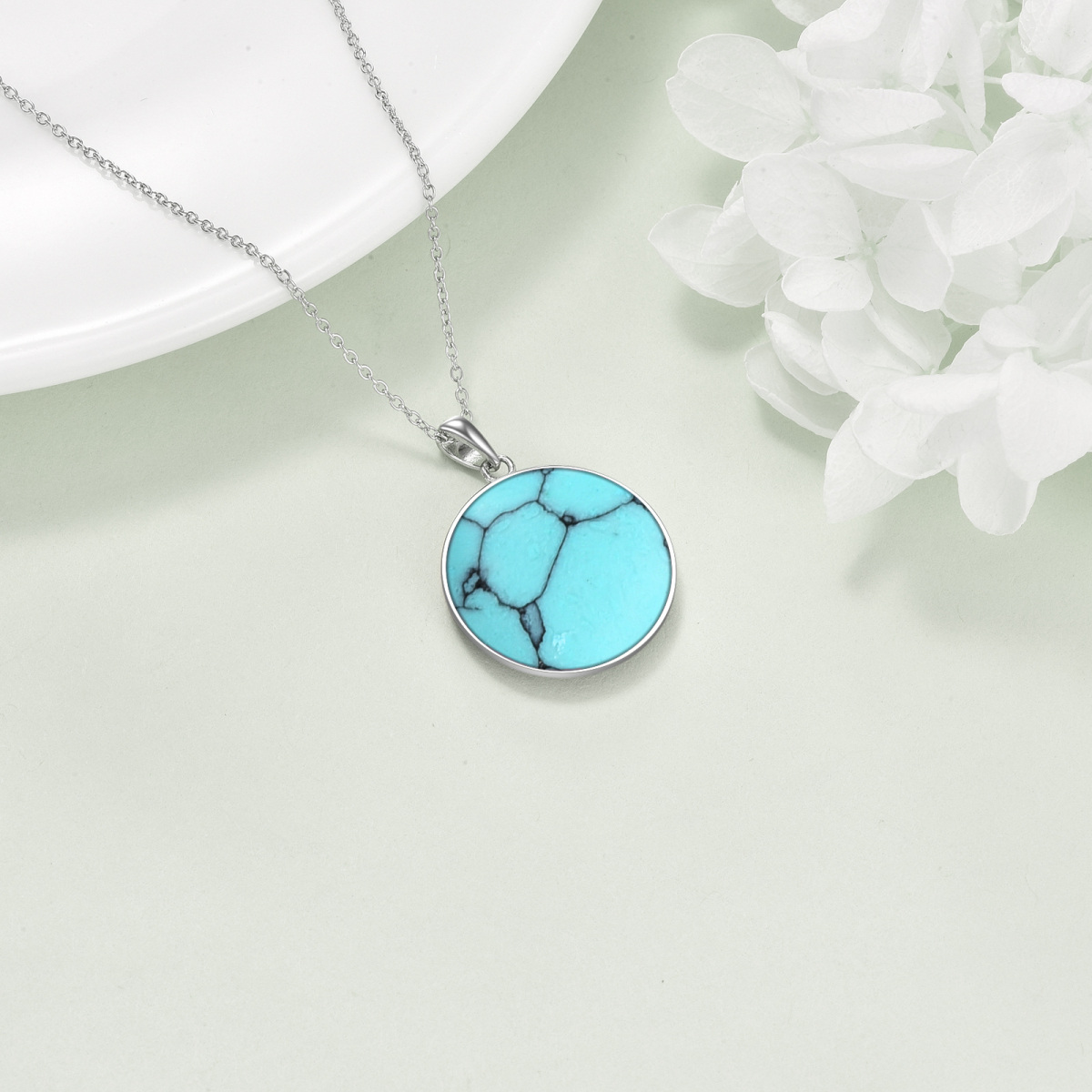 Collier en argent sterling avec pendentif arbre de vie et pentagramme en turquoise de form-4